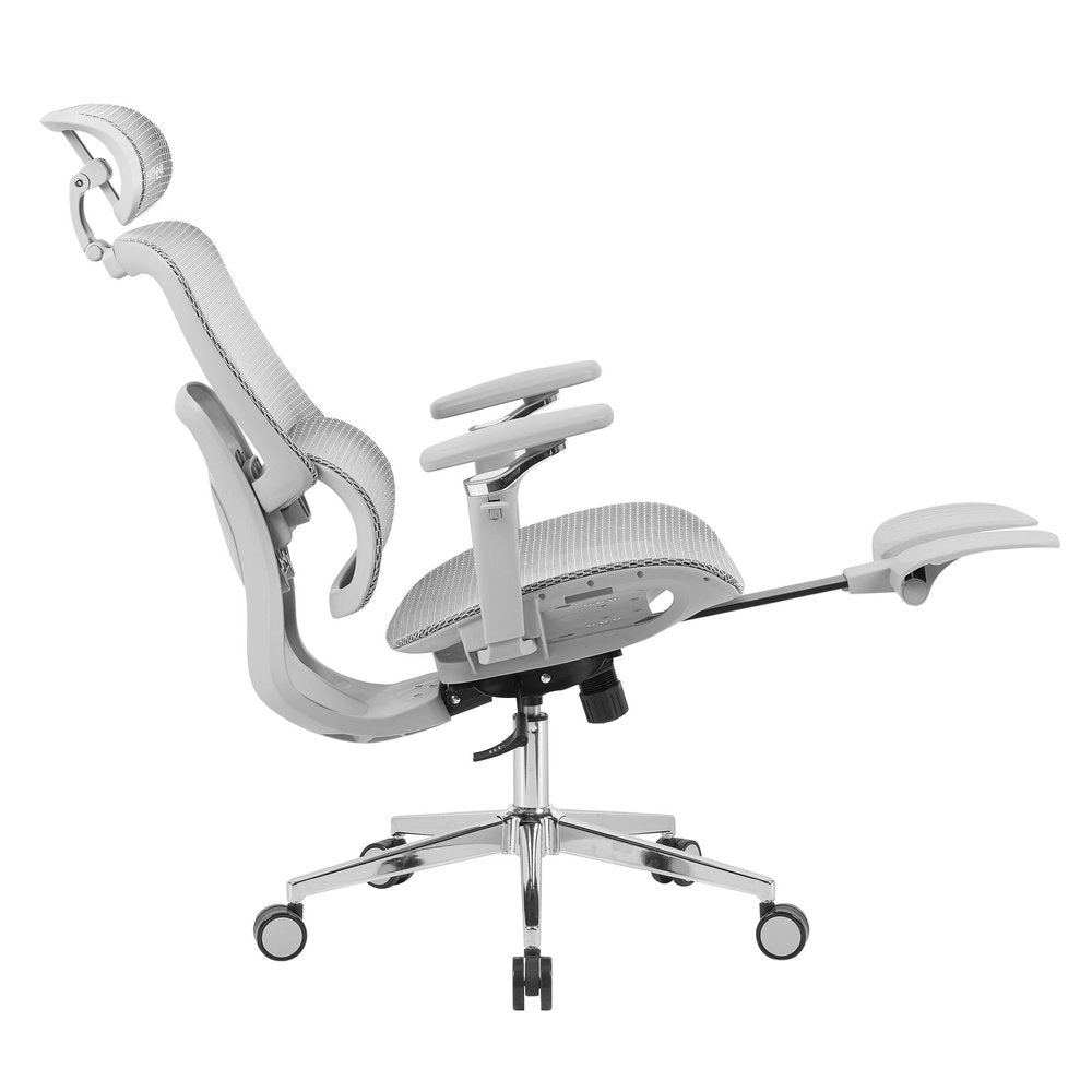 Gray Adjustable Height Swivel Rolling Gaming Chair With Footrest