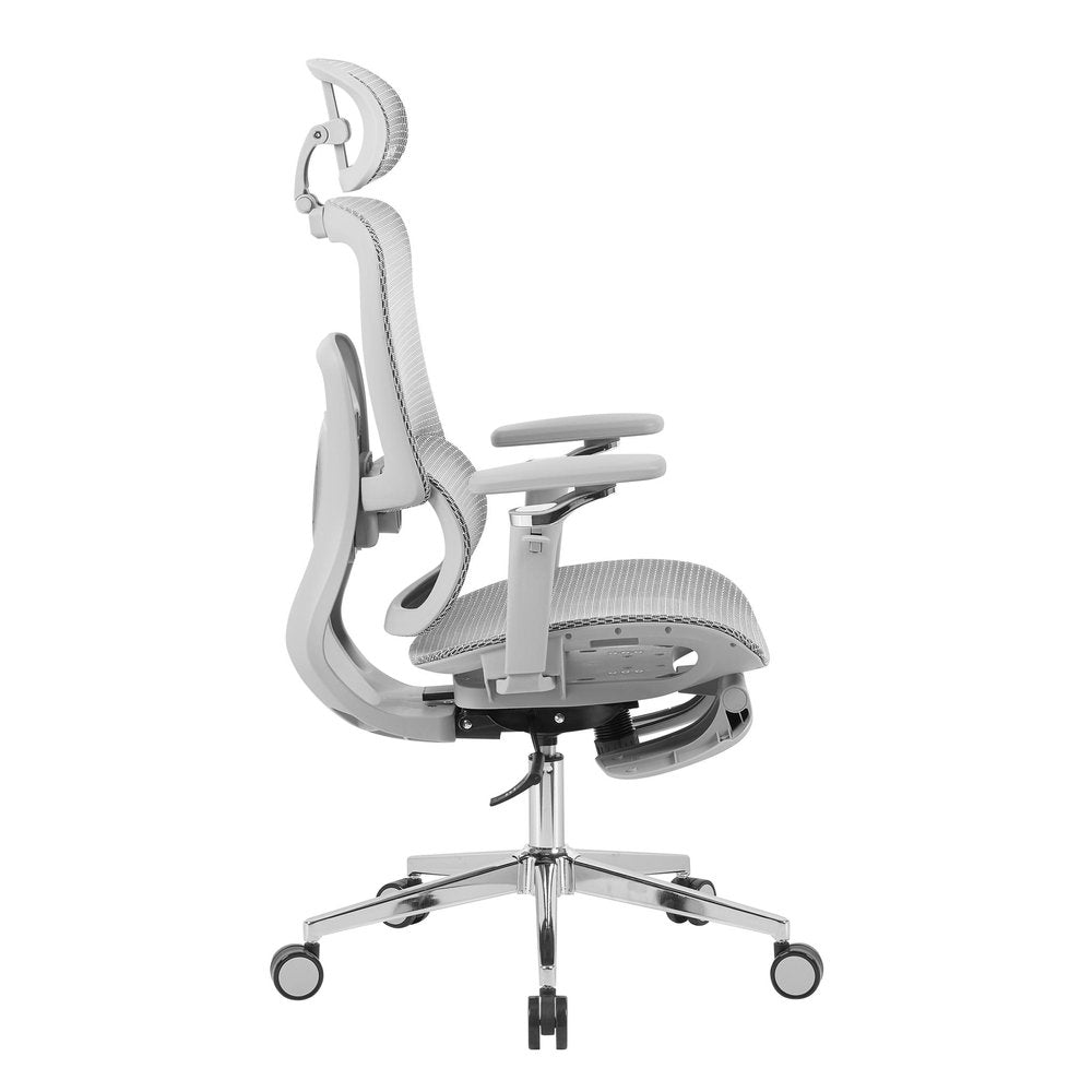 Gray Adjustable Height Swivel Rolling Gaming Chair With Footrest