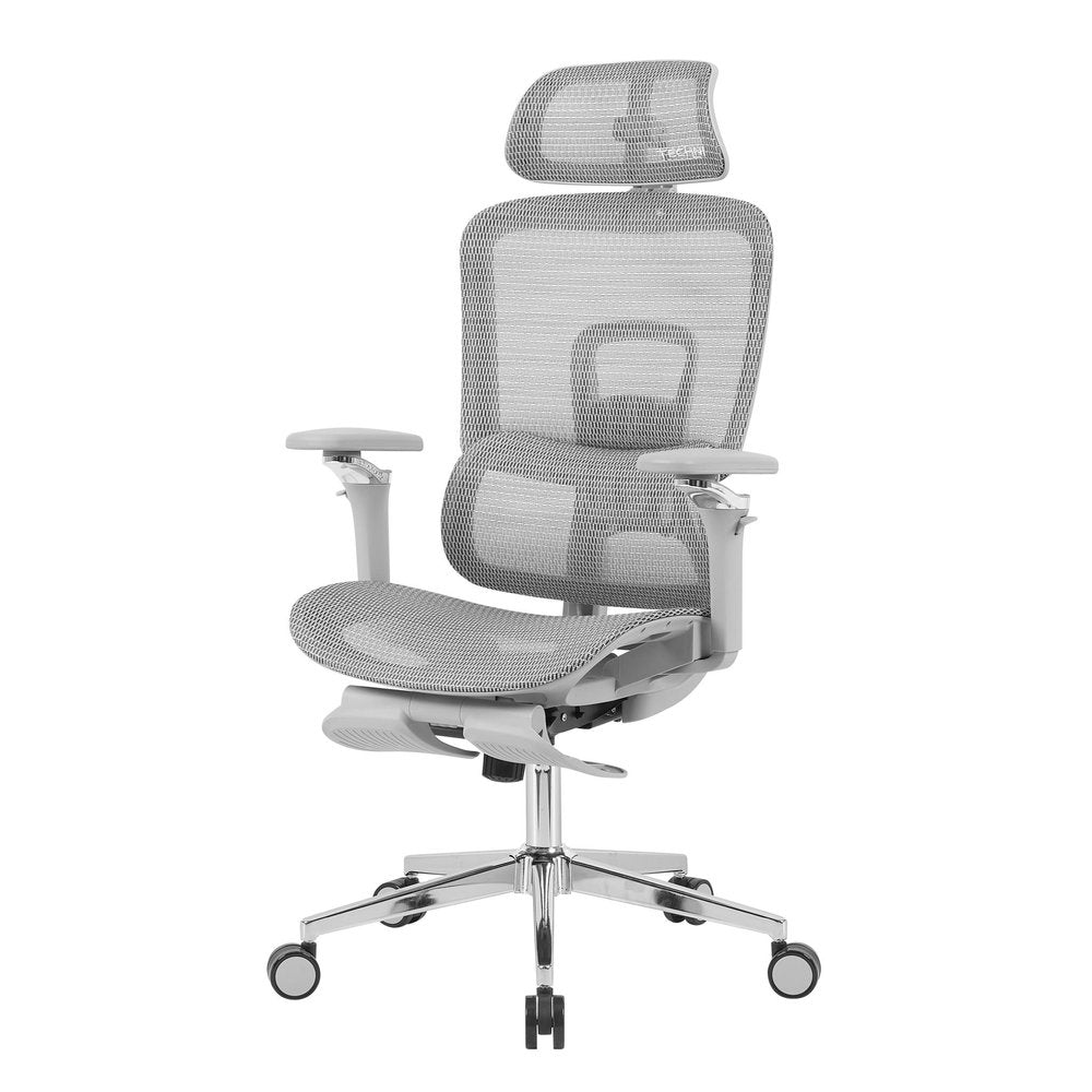Gray Adjustable Height Swivel Rolling Gaming Chair With Footrest