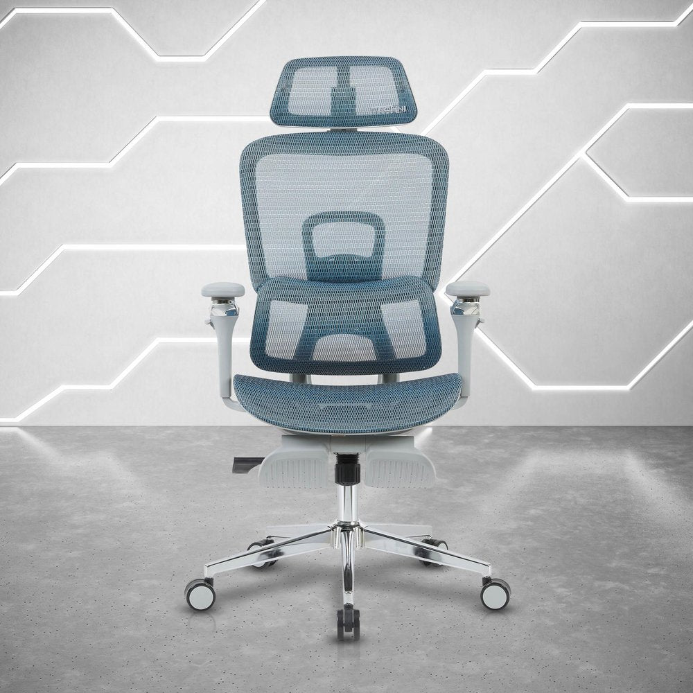 Gray Adjustable Height Swivel Rolling Gaming Chair With Footrest