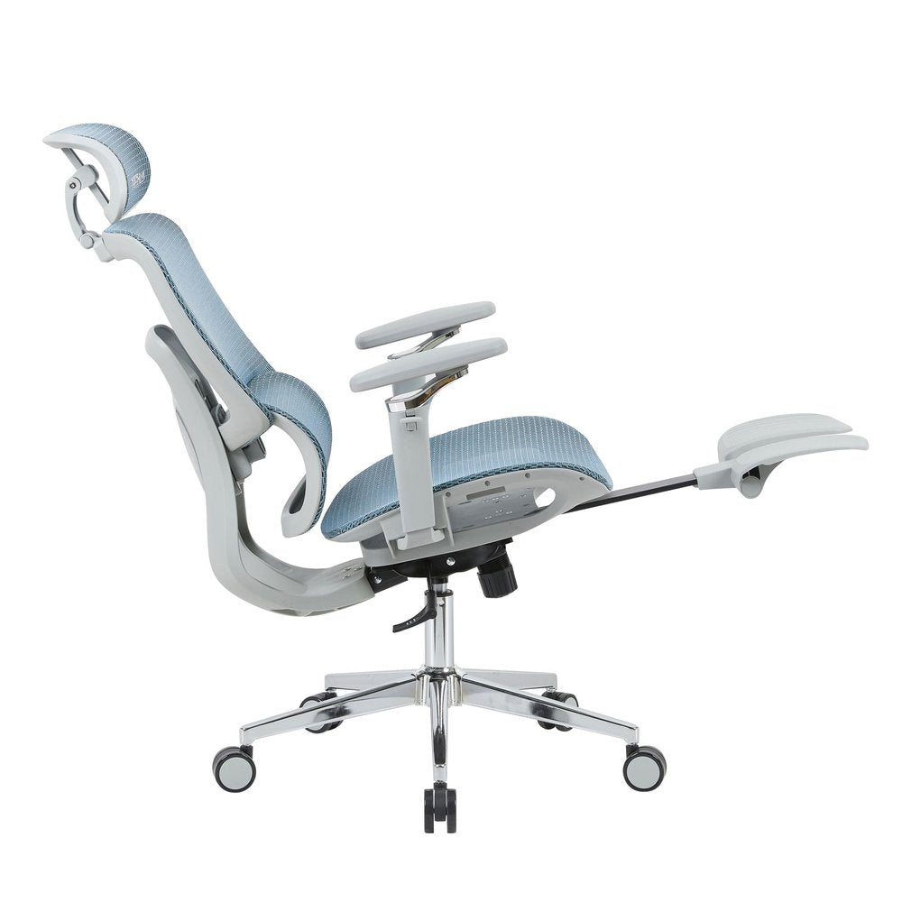 Gray Adjustable Height Swivel Rolling Gaming Chair With Footrest