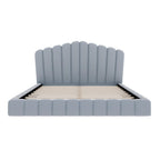 Light Blue Solid Wood And Tufted Velvet Upholstered Queen Bed Frame