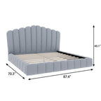 Light Blue Solid Wood And Tufted Velvet Upholstered Queen Bed Frame