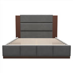 Gray Solid Wood And Tufted Velvet Upholstered Queen Bed Frame