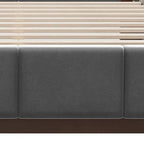 Gray Solid Wood And Tufted Velvet Upholstered Queen Bed Frame