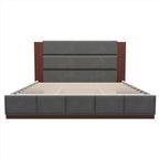 Gray Solid Wood And Tufted Velvet Upholstered Queen Bed Frame