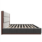 Gray Solid Wood And Tufted Velvet Upholstered Queen Bed Frame