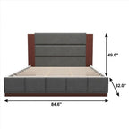 Gray Solid Wood And Tufted Velvet Upholstered Queen Bed Frame