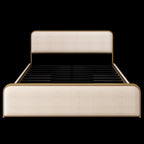 Gold And Beige Metal And Linen Upholstered King Bed Frame