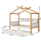 Natural Solid Wood Twin House Bed