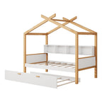 Natural Solid Wood Twin House Bed