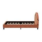 Orange Solid Wood And Tufted Velvet Upholstered Twin Bed Frame