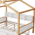 Natural Solid Wood Full House Bed