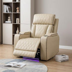 36" White Tufted Faux Leather Lift Assist Manual Lift Assist Recliner With USB