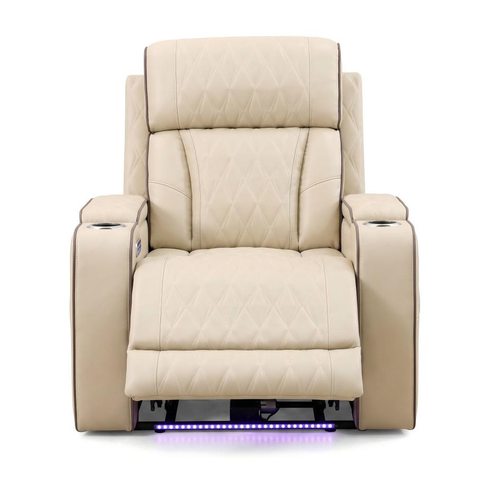 36" White Tufted Faux Leather Lift Assist Manual Lift Assist Recliner With USB