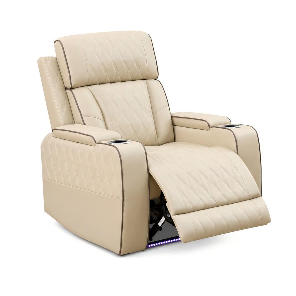 36" White Tufted Faux Leather Lift Assist Manual Lift Assist Recliner With USB