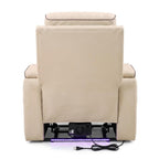 36" White Tufted Faux Leather Lift Assist Manual Lift Assist Recliner With USB