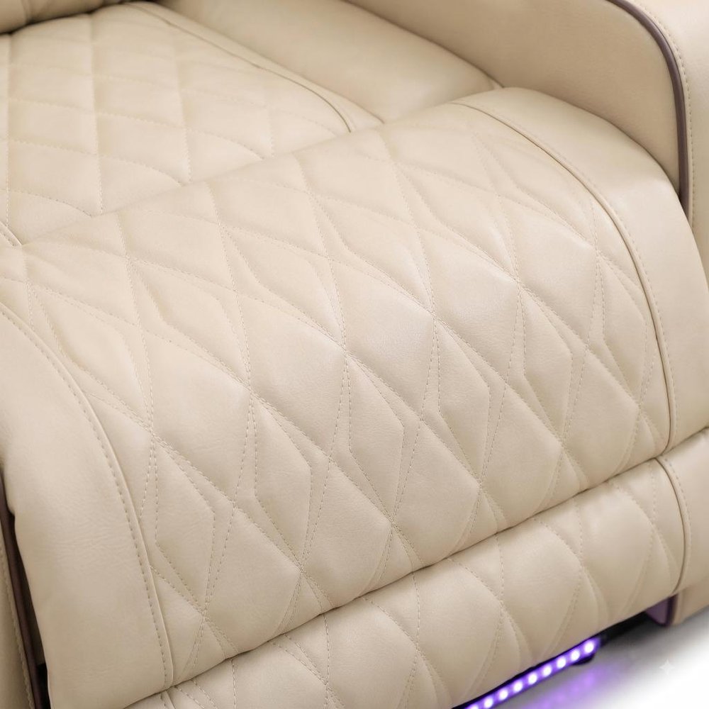 36" White Tufted Faux Leather Lift Assist Manual Lift Assist Recliner With USB