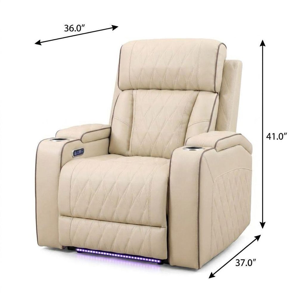 36" White Tufted Faux Leather Lift Assist Manual Lift Assist Recliner With USB
