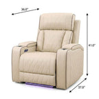 36" White Tufted Faux Leather Lift Assist Manual Lift Assist Recliner With USB