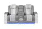 73" Gray Corduroy Power Reclining Loveseat With Storage