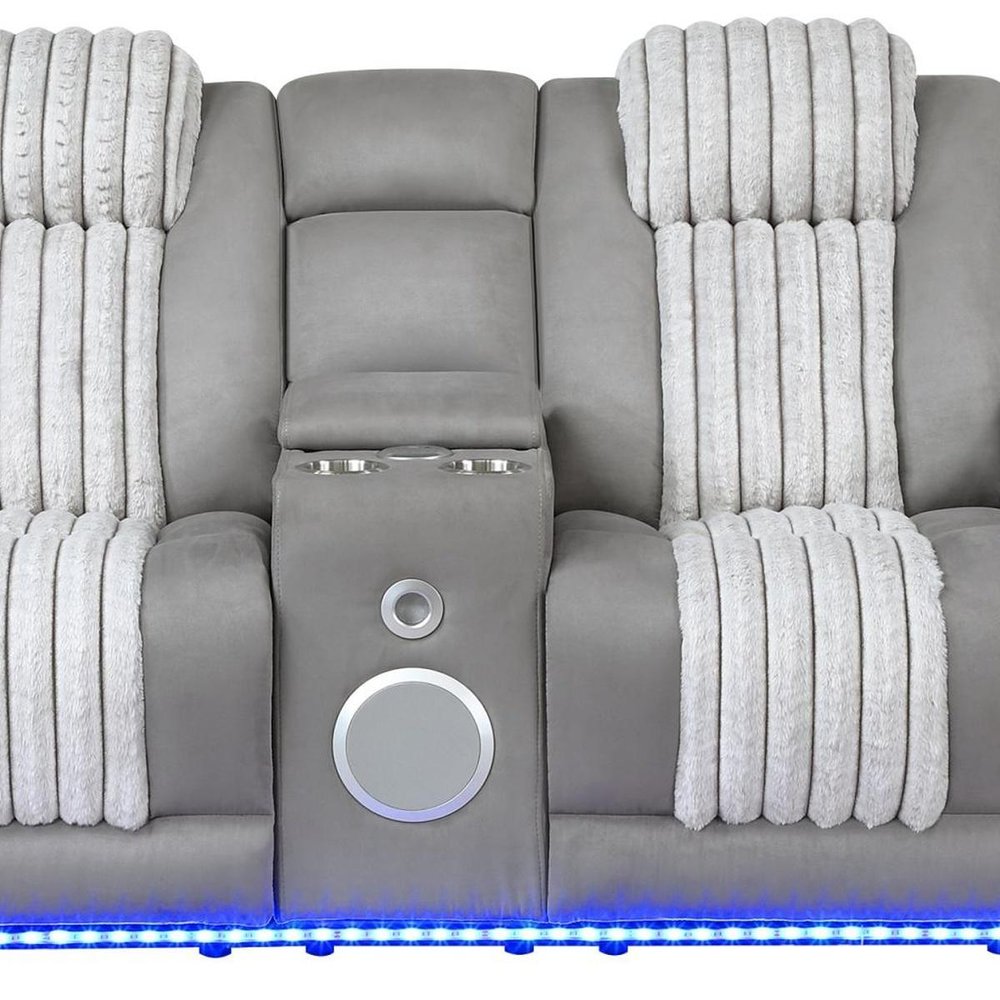 73" Gray Corduroy Power Reclining Loveseat With Storage