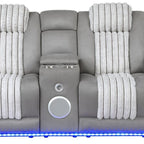 73" Gray Corduroy Power Reclining Loveseat With Storage