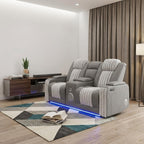 73" Gray Corduroy Power Reclining Loveseat With Storage