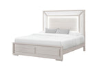 Beige Wood And Upholstery Lighted Upholstered Full Bed Frame