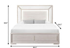 Beige Wood And Upholstery Lighted Upholstered Full Bed Frame