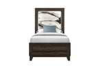 Brown Wood And Upholstery Lighted Upholstered Twin Bed Frame