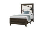 Brown Wood And Upholstery Lighted Upholstered Twin Bed Frame