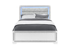 White Faux Crystal Bling Wood Lighted Queen Bed Frame