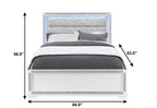White Faux Crystal Bling Wood Lighted Queen Bed Frame