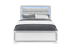 White Faux Crystal Bling Wood Lighted Queen Bed Frame