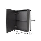5" Black Glass Wall Mounted No Textural Detailing Single Door Medicine Cabinet