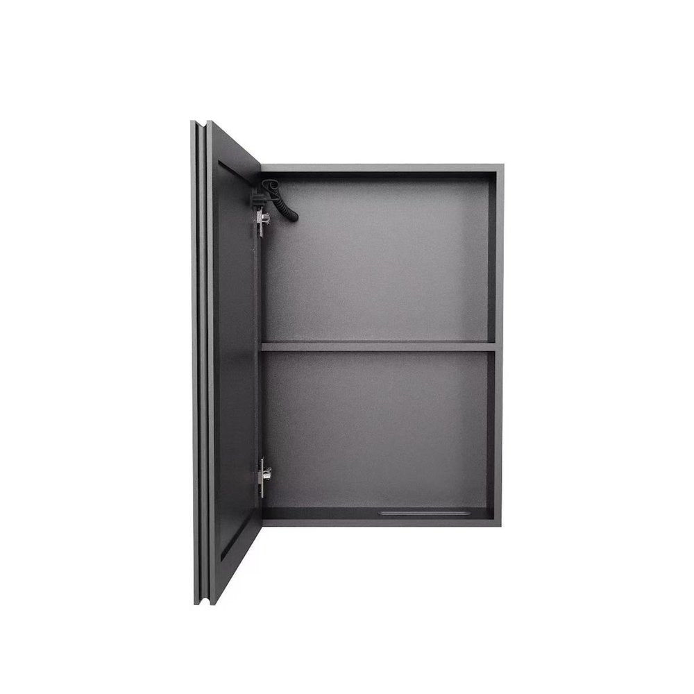 5" Black Glass Wall Mounted No Textural Detailing Single Door Medicine Cabinet