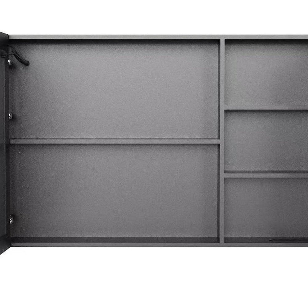 5" Black Glass Wall Mounted No Textural Detailing Double Door Medicine Cabinet