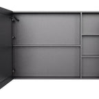 5" Black Glass Wall Mounted No Textural Detailing Double Door Medicine Cabinet