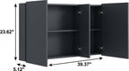 5" Black Glass Wall Mounted No Textural Detailing Double Door Medicine Cabinet