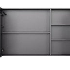 5" Black Glass Wall Mounted No Textural Detailing Double Door Medicine Cabinet