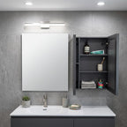 5" Black Glass Wall Mounted No Textural Detailing Double Door Medicine Cabinet