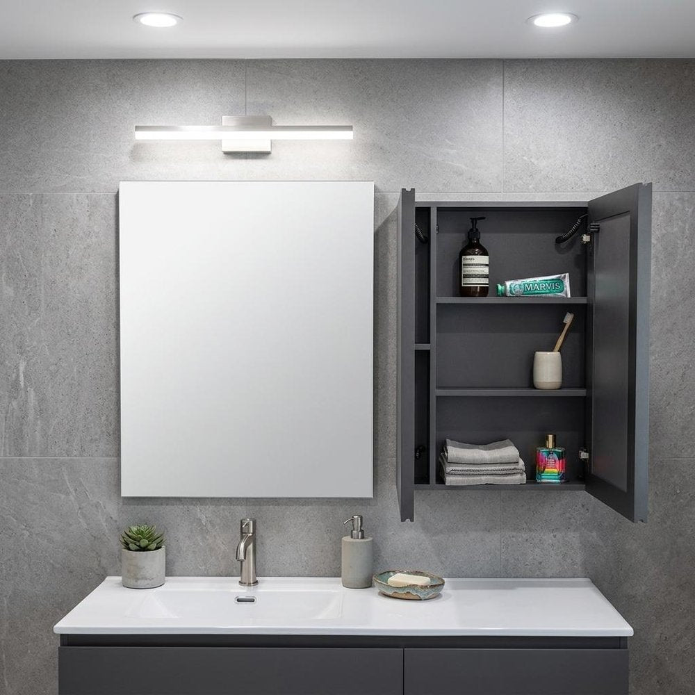 5" Black Glass Wall Mounted No Textural Detailing Double Door Medicine Cabinet