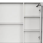 5" White Glass Wall Mounted No Textural Detailing Double Door Medicine Cabinet