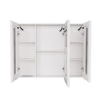 5" White Glass Wall Mounted No Textural Detailing Three Door Medicine Cabinet