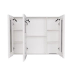 5" White Glass Wall Mounted No Textural Detailing Three Door Medicine Cabinet