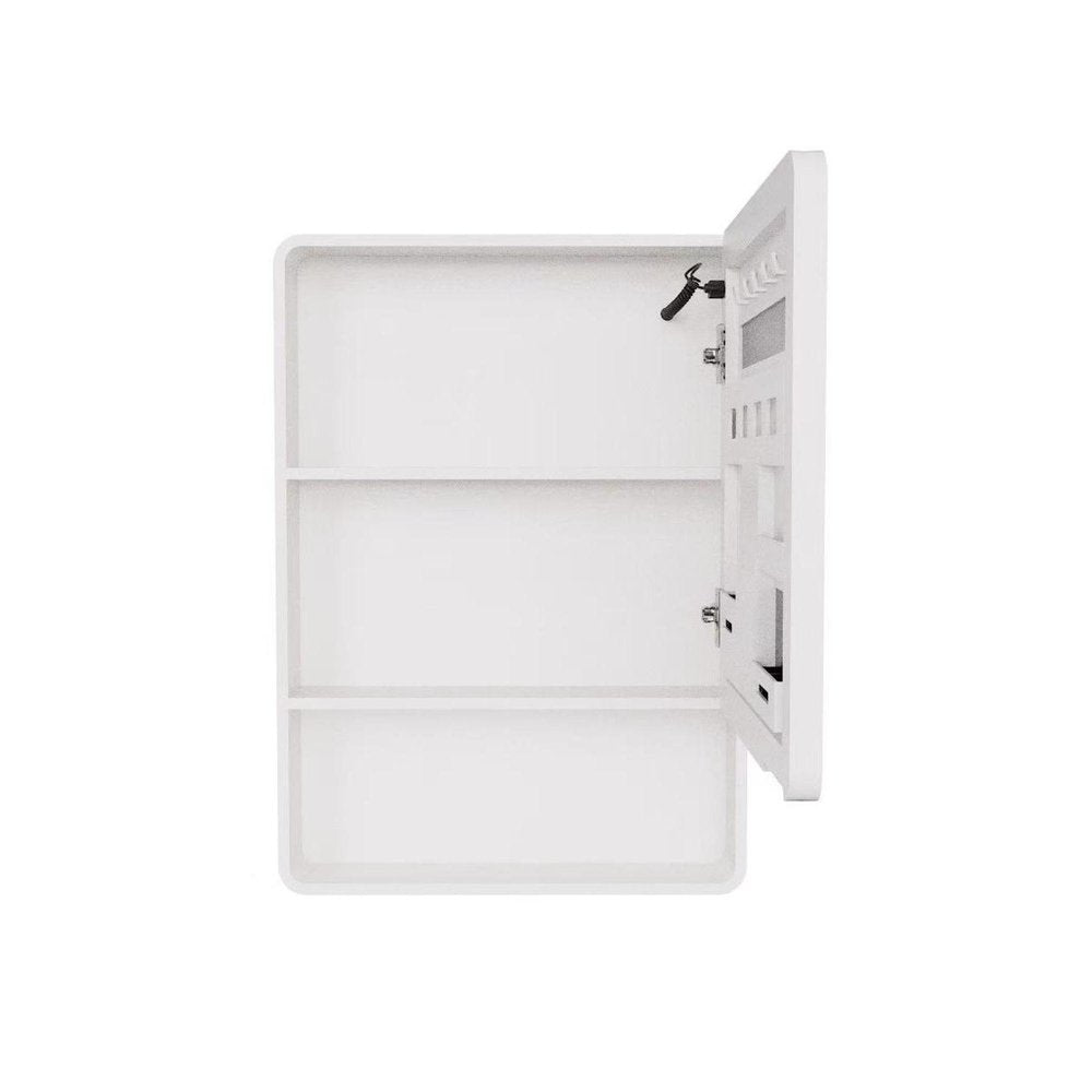 5" White Glass Wall Mounted No Textural Detailing Single Door Medicine Cabinet