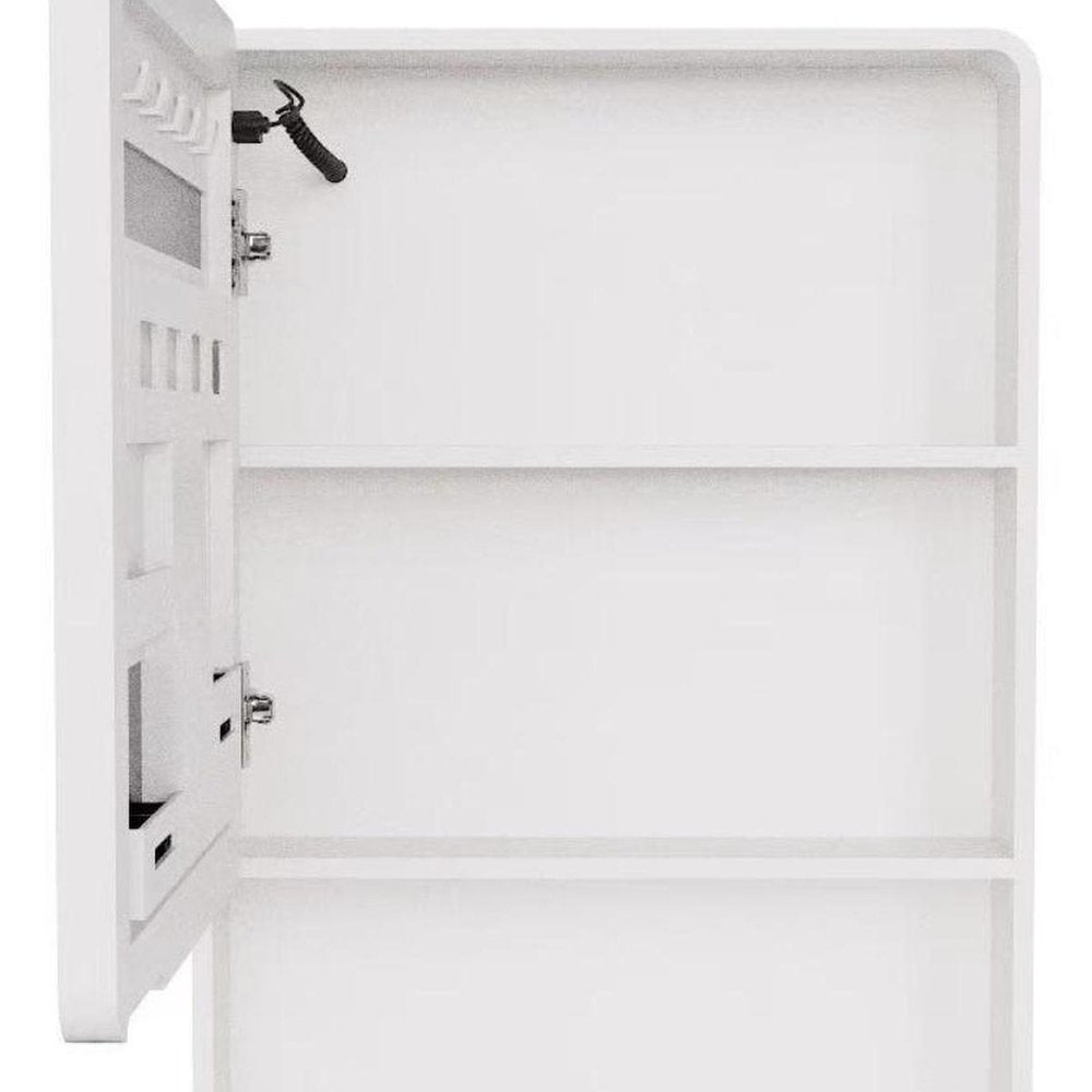 5" White Glass Wall Mounted No Textural Detailing Single Door Medicine Cabinet