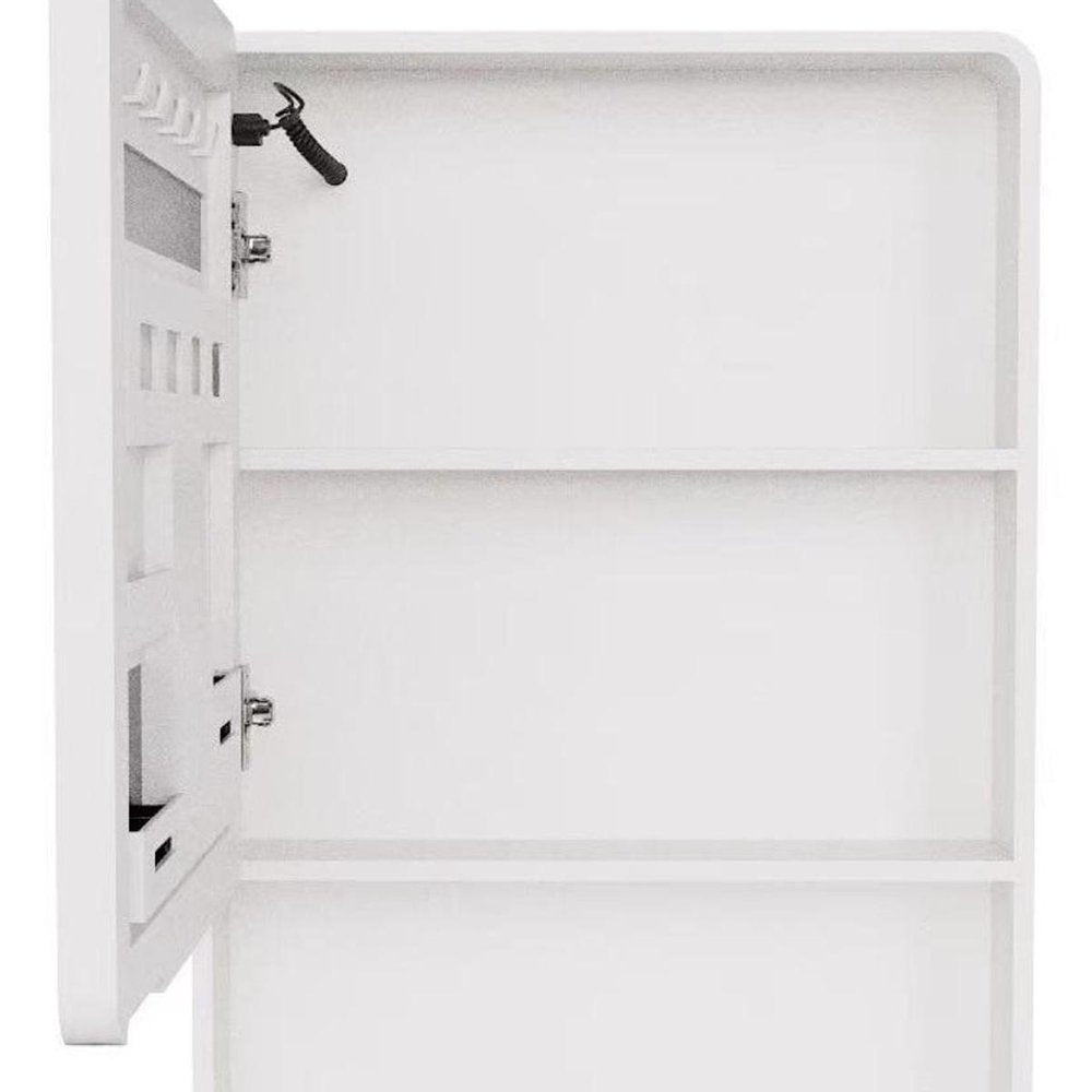 5" White Glass Wall Mounted No Textural Detailing Single Door Medicine Cabinet