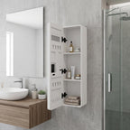5" White Glass Wall Mounted No Textural Detailing Single Door Medicine Cabinet